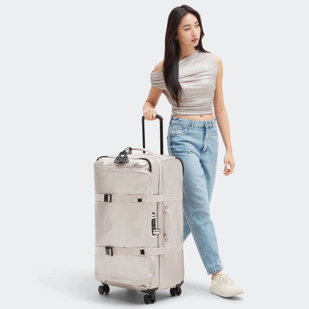 NWT Kipling Spontaneous Large Metallic Rolling Luggage Metallic Glow